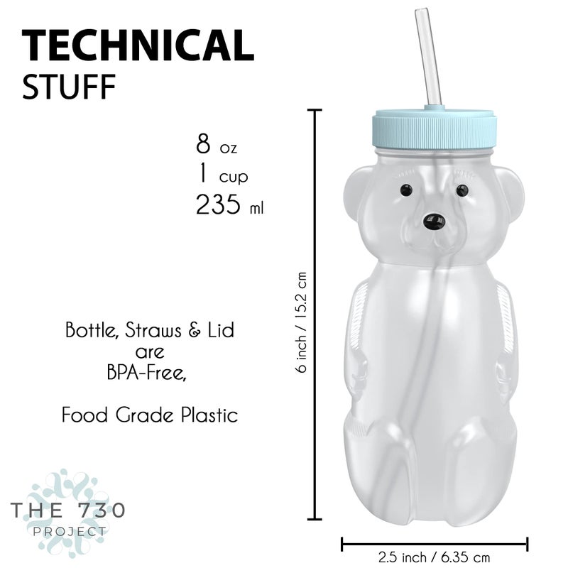 The 730 Project Honey Bear Straw Cup for Babies  8-oz Honey Bear Cup with Lid  3-Pack Therapy Learning Honeybear Straw Cup  Baby Honey Bear Bottle Set  Blizzard AQUA - Image 4
